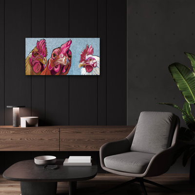 Art mural en verre Gracie Oaks «Three Chicks» par Kathryn Wronski
