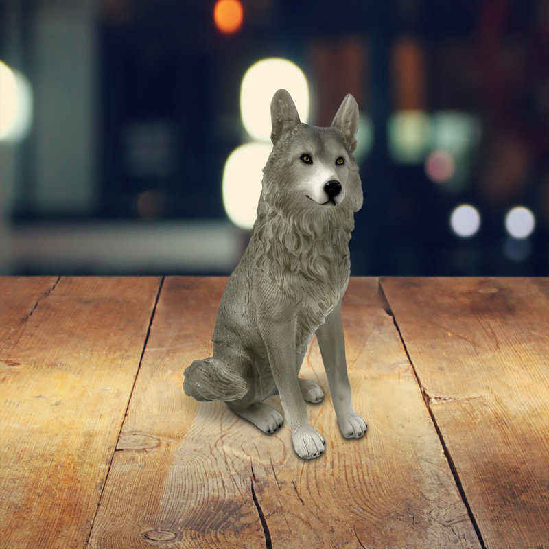6"H Wolf Sitting Figurine