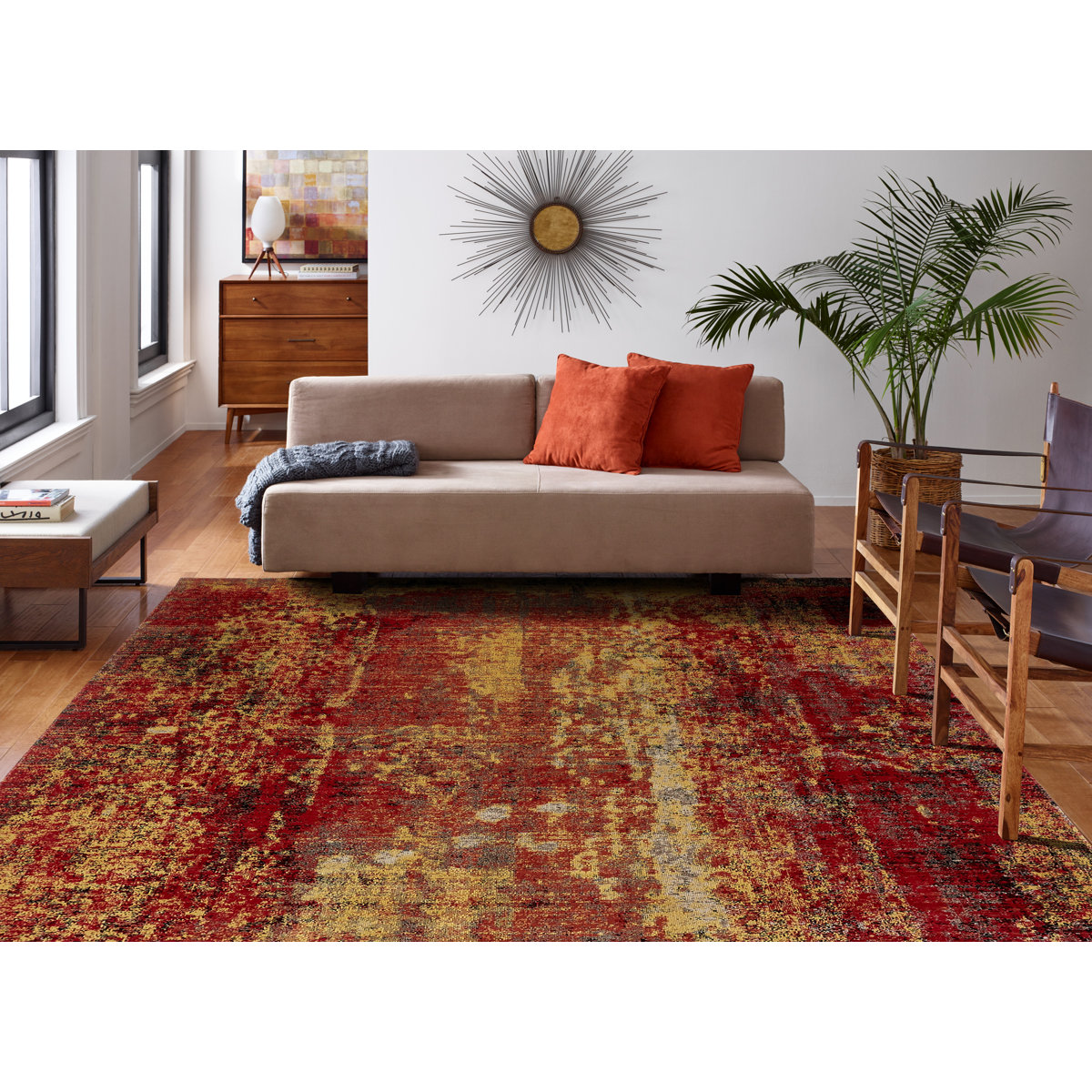 Wrought Studio™ Bumgardner Red/Yellow Indoor / Outdoor Area Rug ...