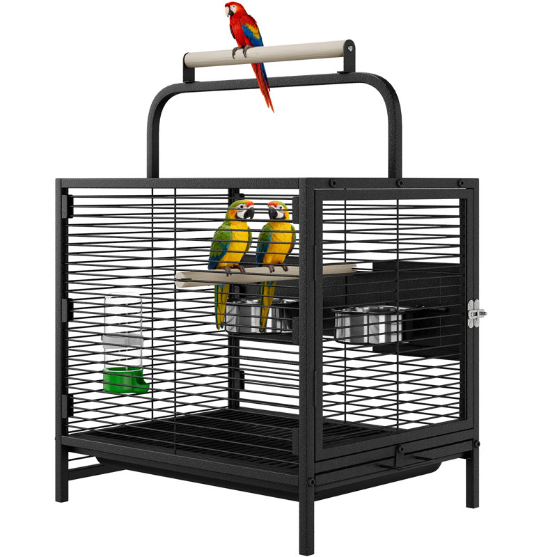Cage à oiseaux de voyage pour petits perroquets en fer forgé avec cage / perchoir
