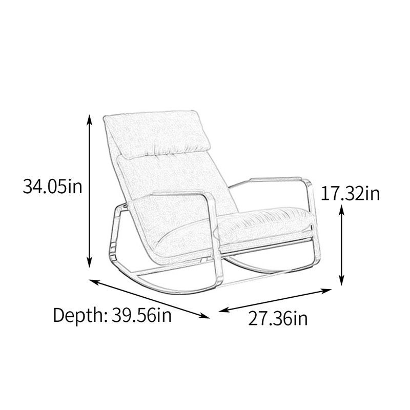 Chaise berçante simple à haut dossier Elegant Home, Beige