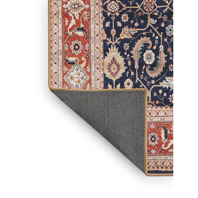 Tapis oriental rouge et bleu, Tapis de couloir 2 pi x 5 pi