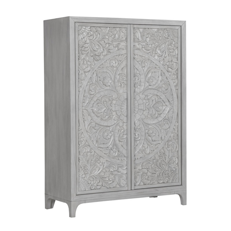 Armoire ornée sculptée, Gris clair
