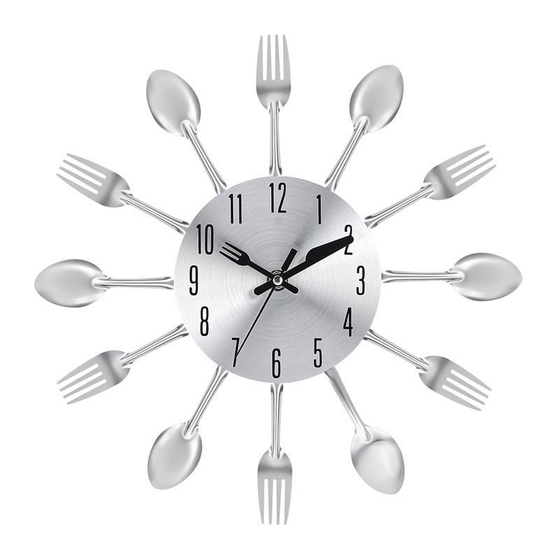 Tableware Wall Clock 12 Inch - Silver