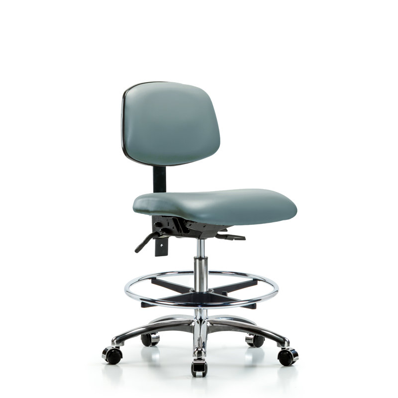 Chaise de travail Latissa, Non, Bleu-gris, Roulettes