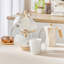 Ensemble de 4 tasses en céramique blanche côtelée de 473 ml (16 oz).-135447374
