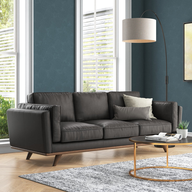 Allotey 90'' Leather Sofa, Gray