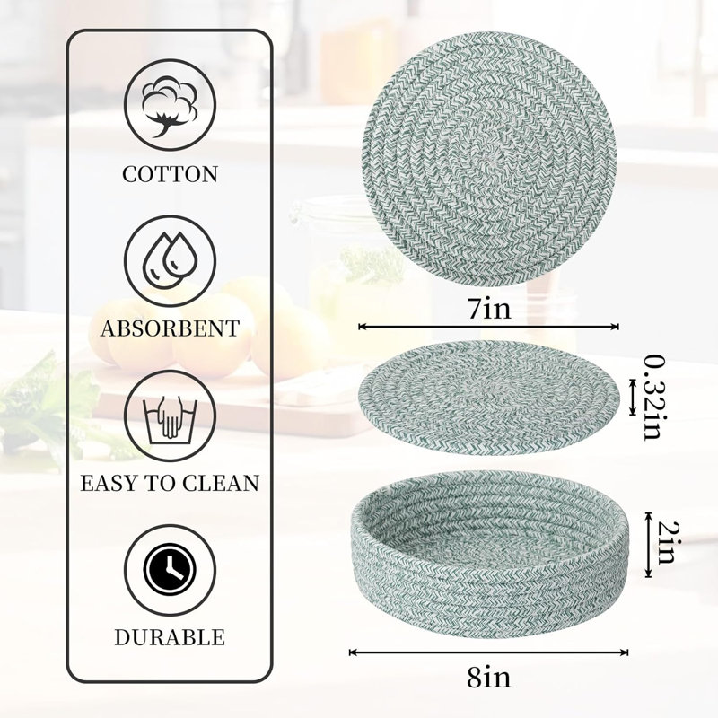 Sous-plats pour plats chauds, casseroles et poêles, coussins chauffants résistants à la chaleur avec panier de rangement