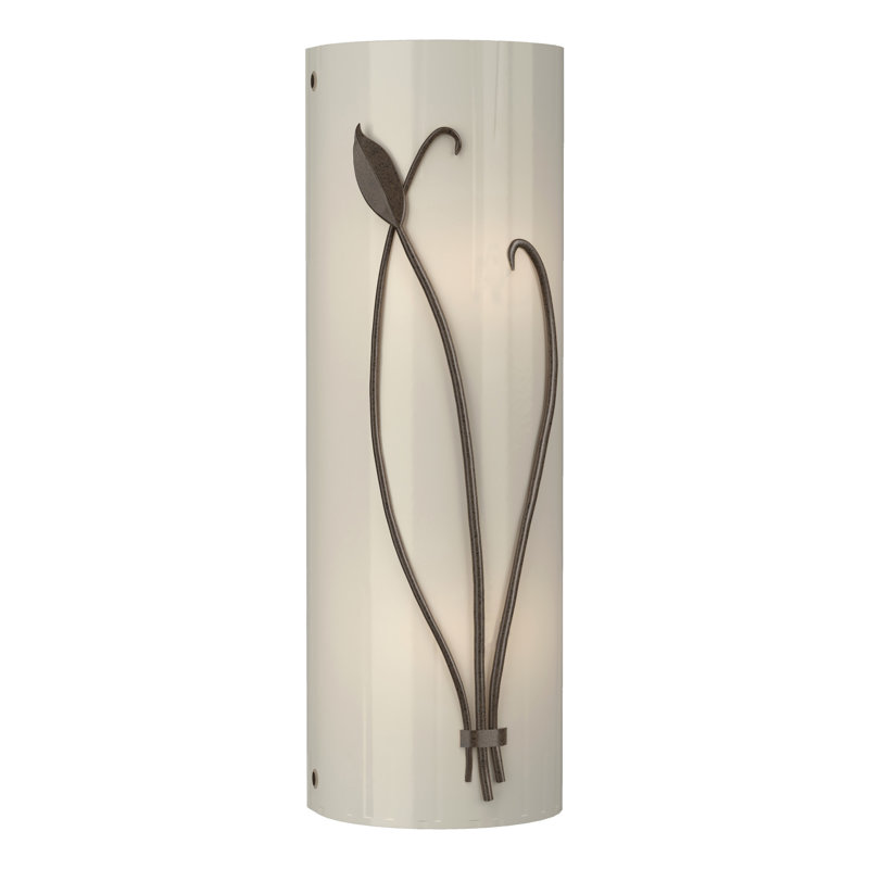 Applique murale encastrée 2 lumières Leaf, Bronze, Verre ivoire, Gauche