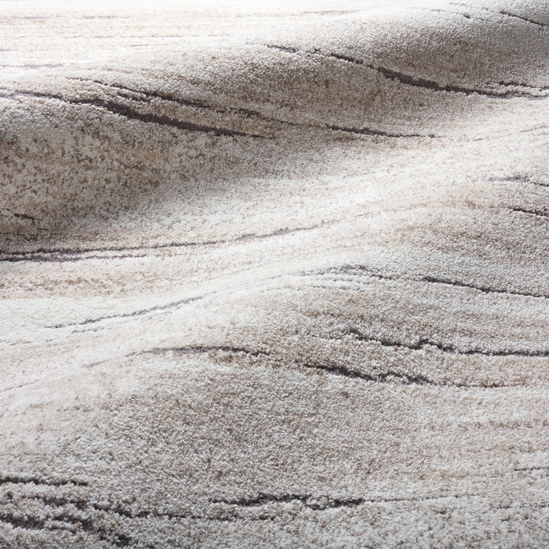 Tapis abstrait brun clair / crème Quanda (5 pi x 7 pi 6 po) Quanda, Rectangle 5 pi x 7 pi 6 po