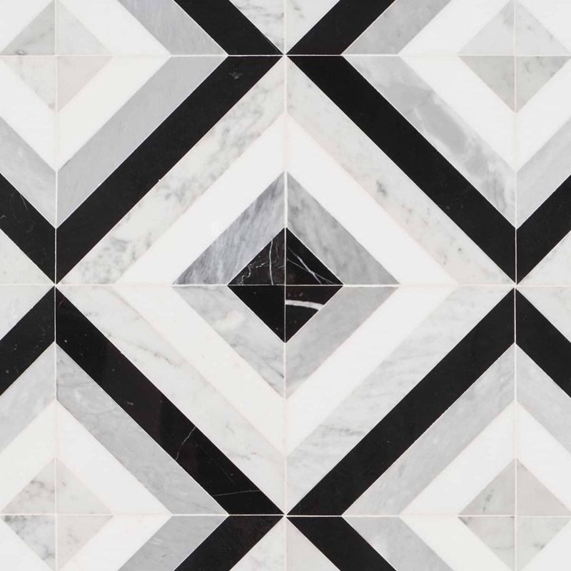 Bowery 8x8 Geometric Polished Marble Mosaic Tile