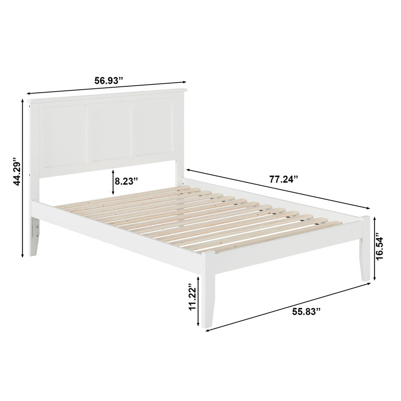 Clyda Solid Wood Panel Bed, White, Full
