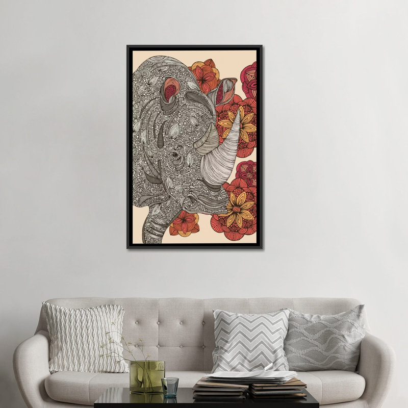 Rhino, impression sur toile tendue, H 26 po x l 18 po x P 1,5 po, Cadre noir