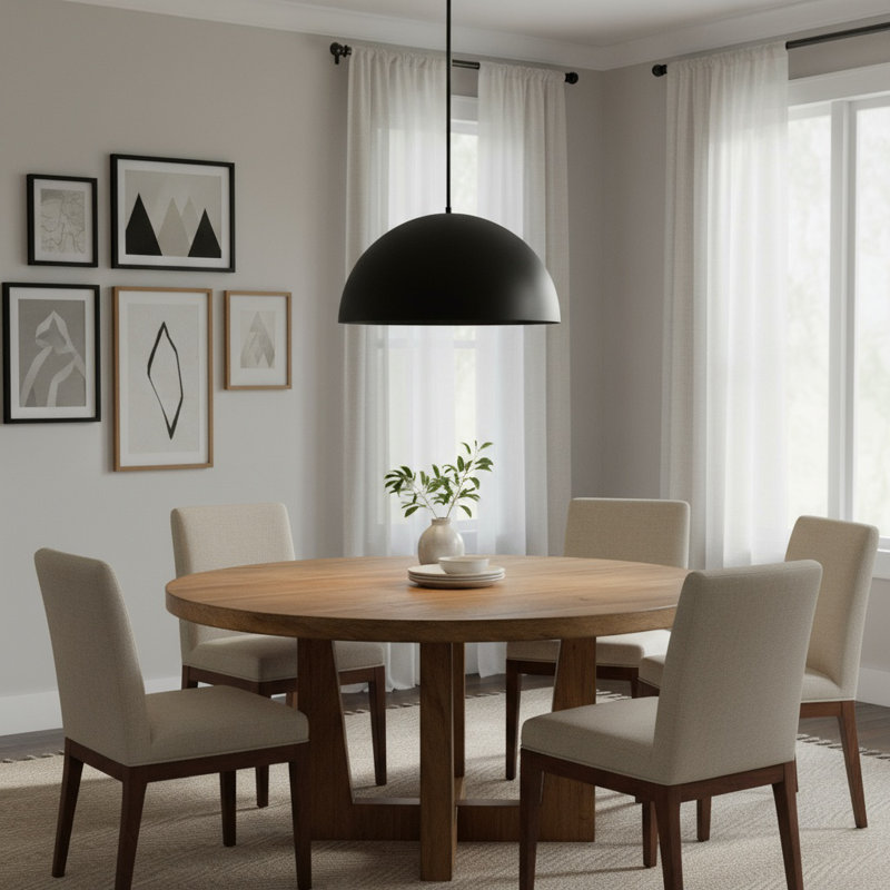 24" Black Integrated LED Pendant Light | 5 CCT Selectable & Dimmable