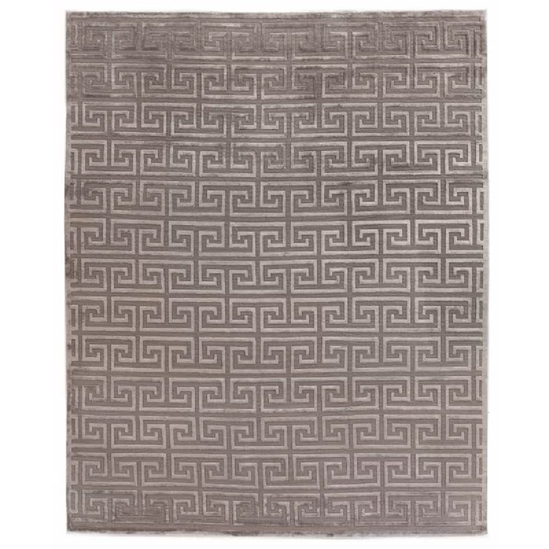 Metro-Velvet Geometric Area Rug in Taupe, Rectangle 8' x 10'