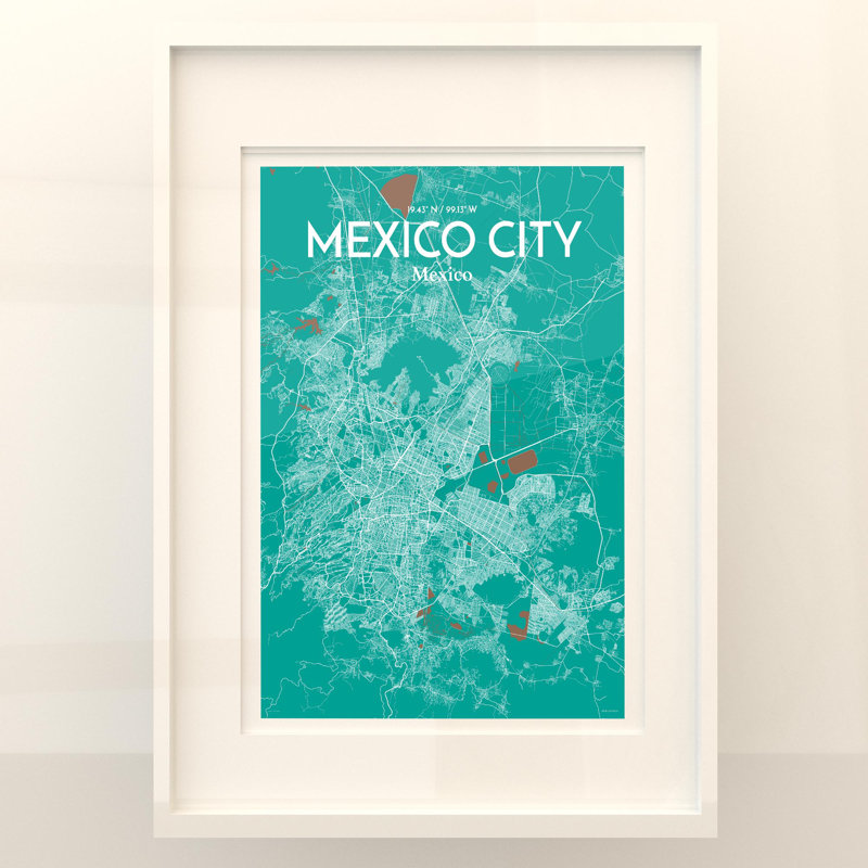 Mexico City Map in Nature 1 Piece Wall Art, 27.6cm H x 19.7cm W x 0.05cm D