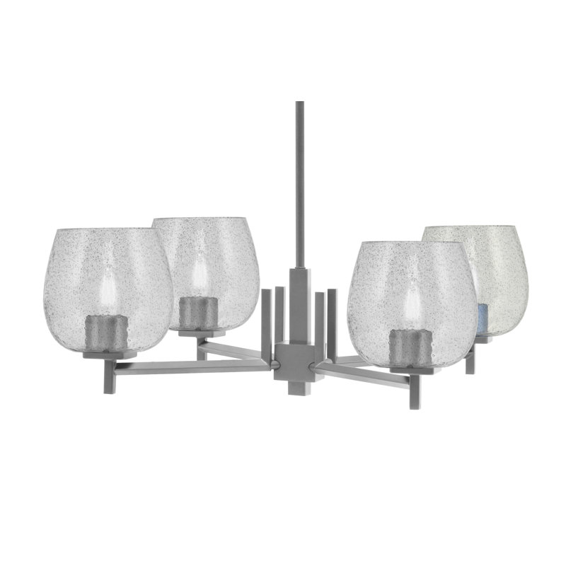 Fausley 4 Light Chandelier Shown  With 6" Bubble Glass, Graphite, Black