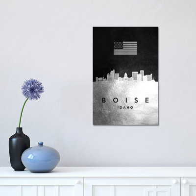 Boise Idaho Silver Skyline by Adrian Baldovino - Wrapped Canvas Print