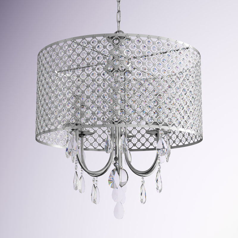 Lustre tambour 6 lumières Ivonna, Chrome