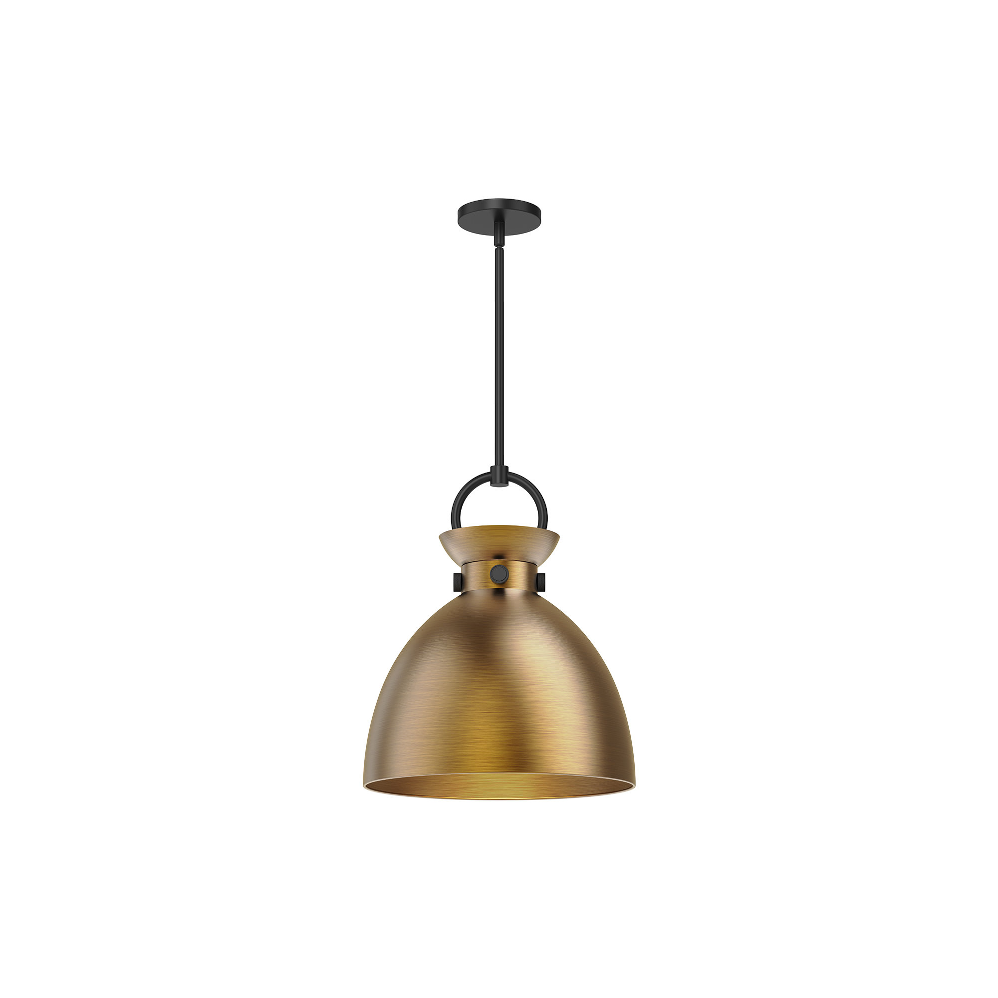 Tinka Single Light Metal Steel Pendant, Matte Black/Aged Gold, 17.13" H x 14" W x 14" D, Matte Black