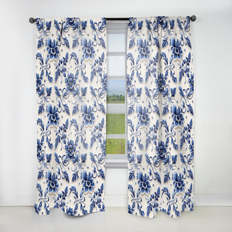 Motif victorien Cobalt, L 52 po x L 95 po