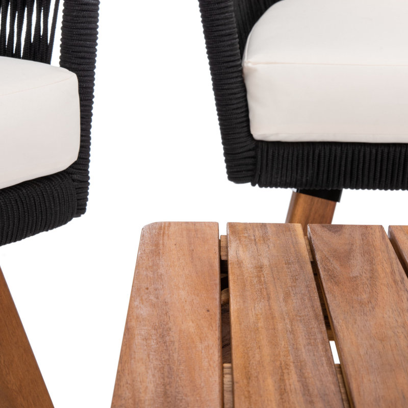 Aliza Acacia 4 - Person Patio Conversation Set with Cushions, Beige, Black