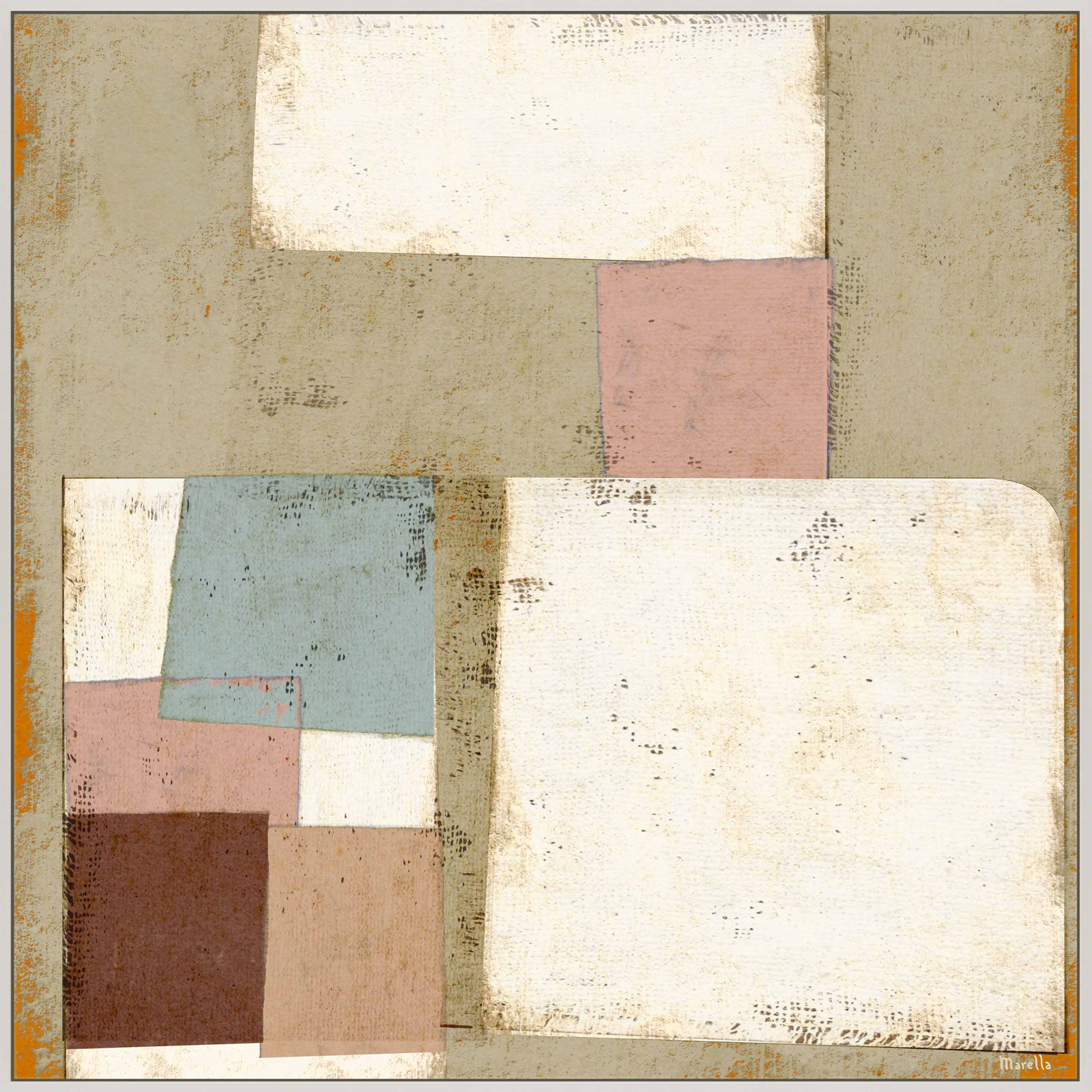 Patchwork 2 by Marco Marella for Studio M - Framed Wall Art, 30" H x 30" W, Canvas, White