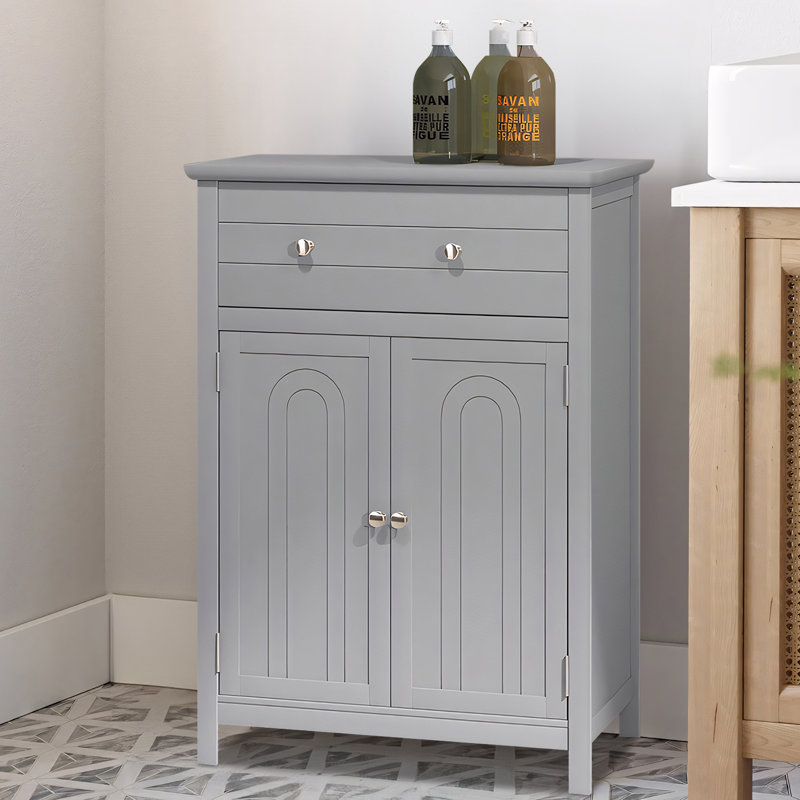 Armoire de salle de bain autoportante, gris