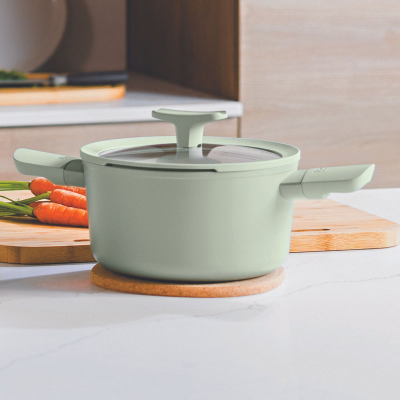 BergHOFF Balance Non-stick Ceramic Stockpot, Green, 3.3 qt.