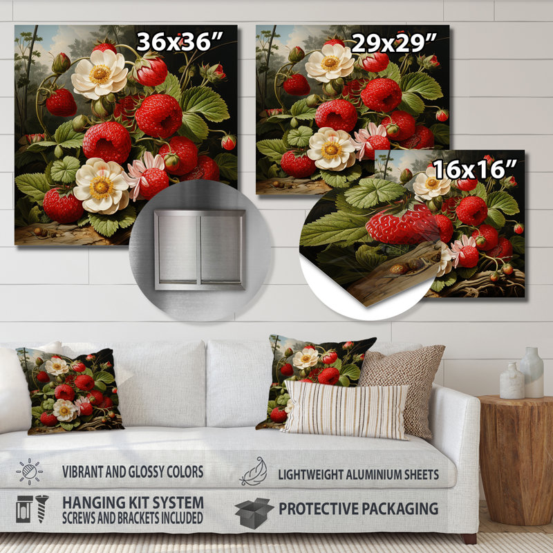 Renaissance, peinture d'un fruit aux fraises II - fruits, art mural en métal, H 36 po x l 36 po
