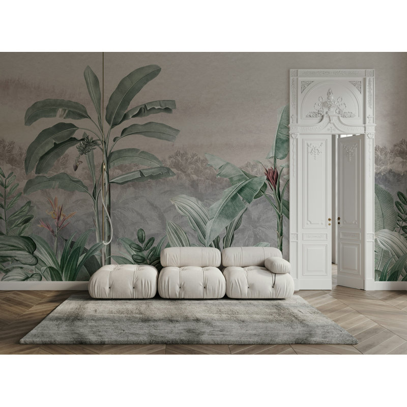 Papier peint tropical feuille de bananier tropical, L 99,96 po x l 150 po