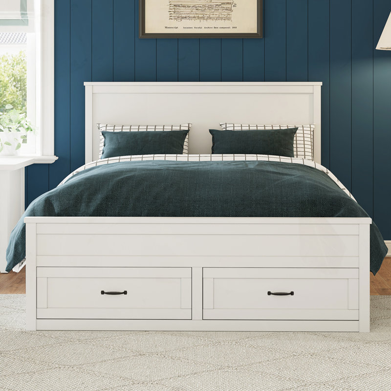 Base de lit avec tiroirs Modern, Blanc