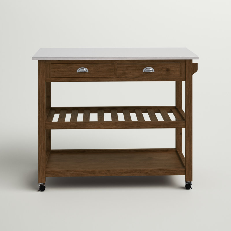 Corbi Kitchen Cart, Chestnut Wire-Brush