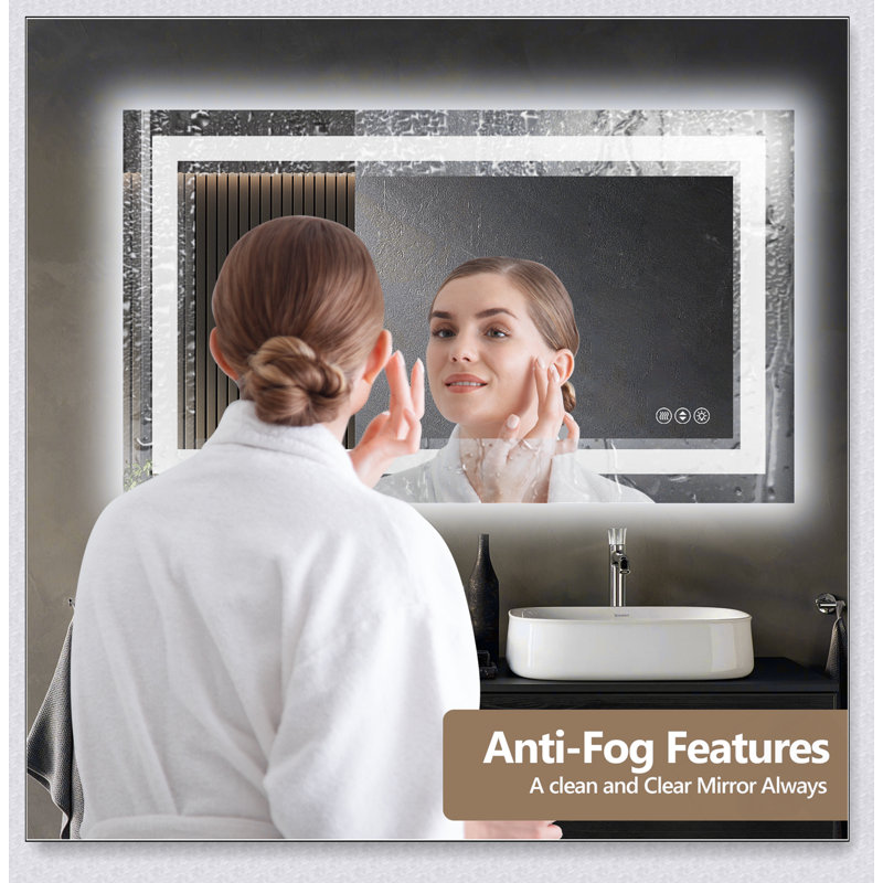 Miroir de salle de bain intelligent sans cadre à DEL avec éclairage à intensité variable et fonction antibuée pour une visibilité et un style améliorés
