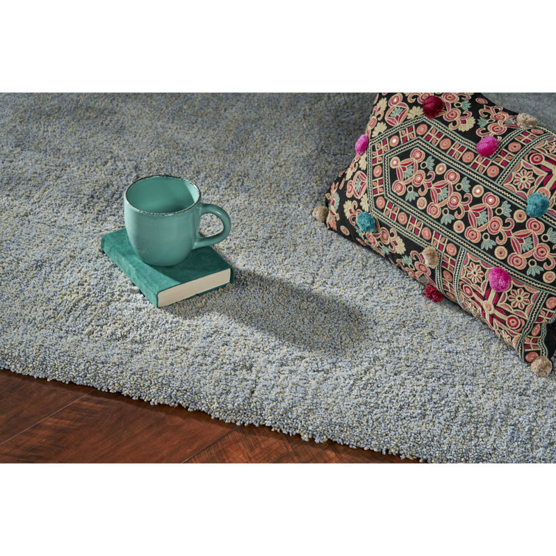 Tapis bleu à poils longs Bribie, Rectangle 3 pi 3 po x 5 pi 3 po