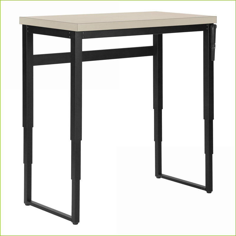 Bureaux, bureau d'ordinateur à hauteur réglable de 48 po, moderne, stratifié beige, métal noir | Taupe | Panneau de particules