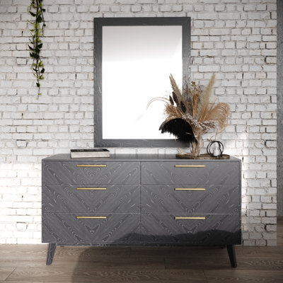 Commode grise à 6 tiroirs Domburg