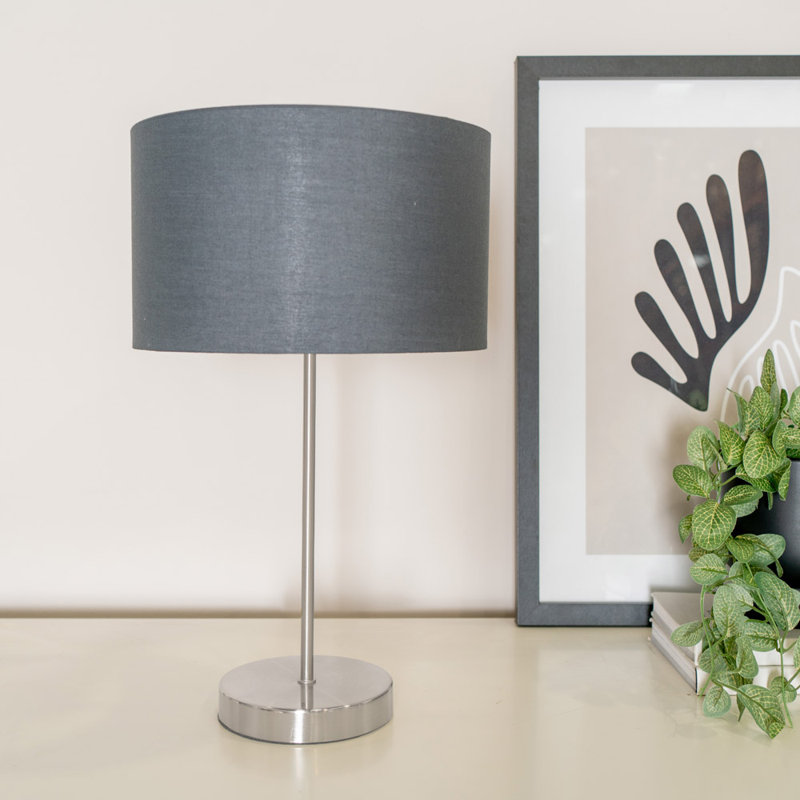 Darraich Metal Table Lamp, Silver Base/Grey Shade, Yes