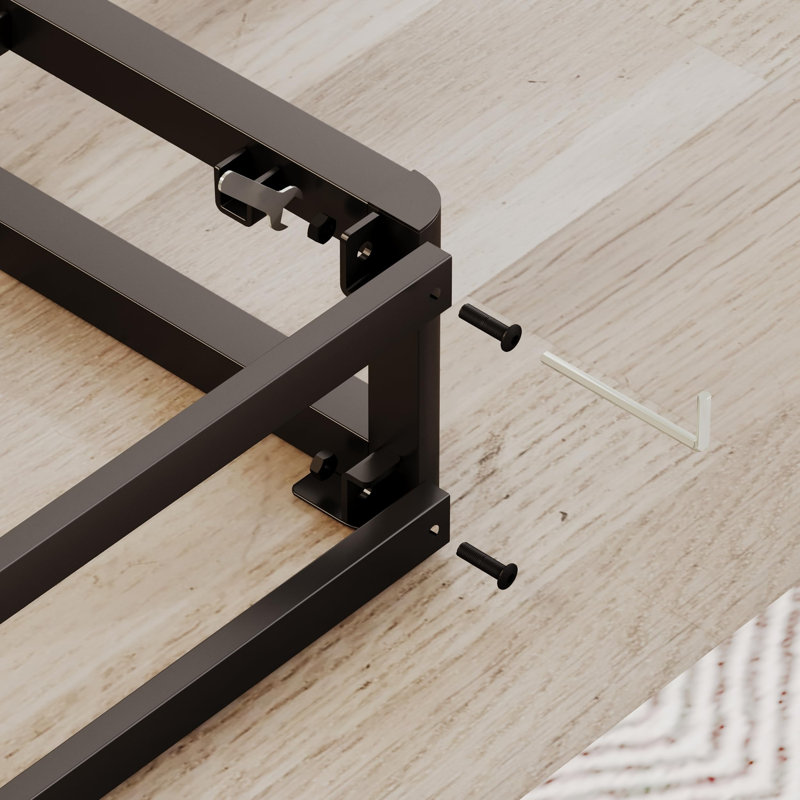 14" High Legs Included Metal Box Spring With Frabric Cover, Sturdy Mattress Foundation, Easy Assembly, California King