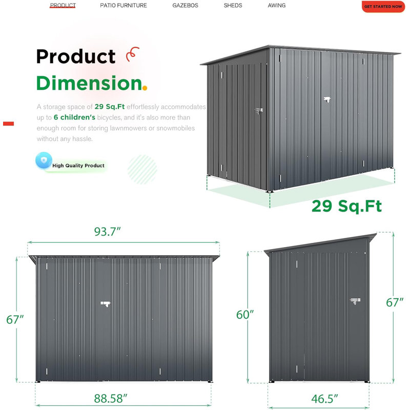 Lockable Galvanised  Bike Shed