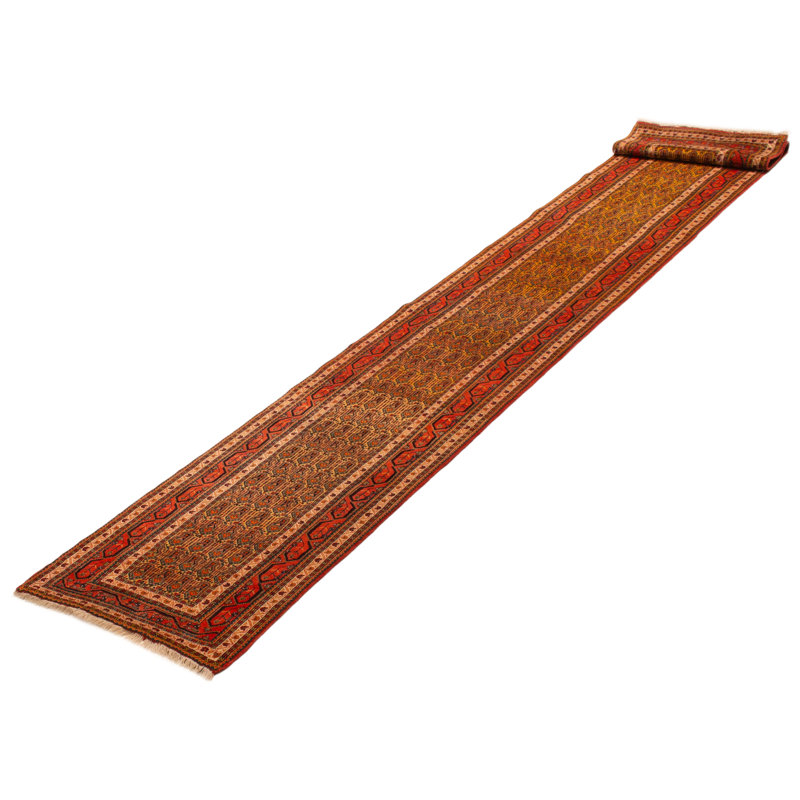 Tapis doré unique fabriqué à la main 2 pi 6 po x 15 pi 1 po Kayseri