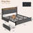 King Linen Upholstered Bed Frame with Storage Headboard, Charging Station & 2 Drawers, No Box Spring Needed-2142804517