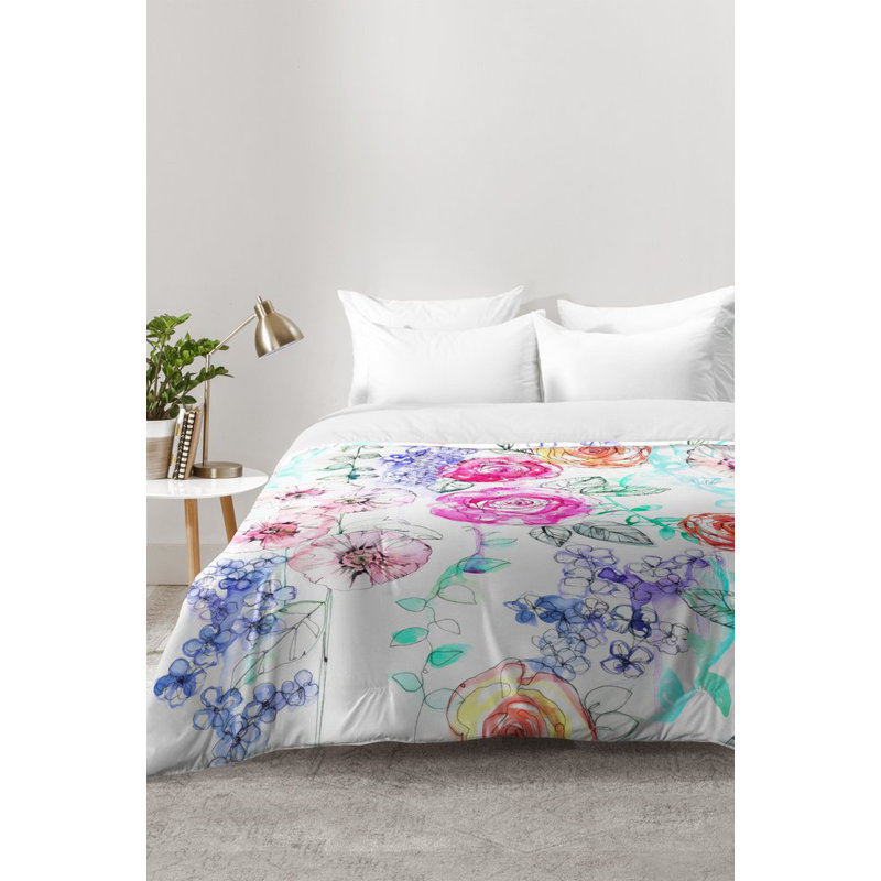 Ensemble d'édredon Pastel Rose Garden, Édredon double / grand + 2 taies décoratives sta