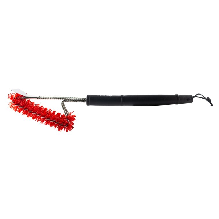 Dyna-Glo 18 Flat Top Grill Brush with Nylon Bristles and Stainless Steel  Scraper - Black