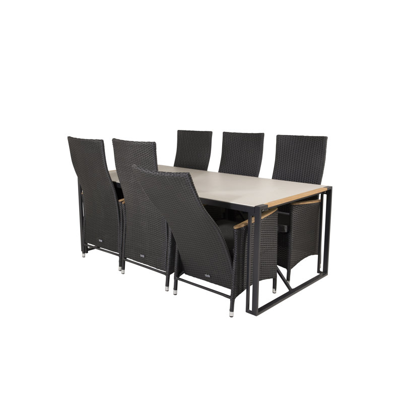 Shantelle 6 - Person Patio Dining Set Rectangular Table with Cushions Included