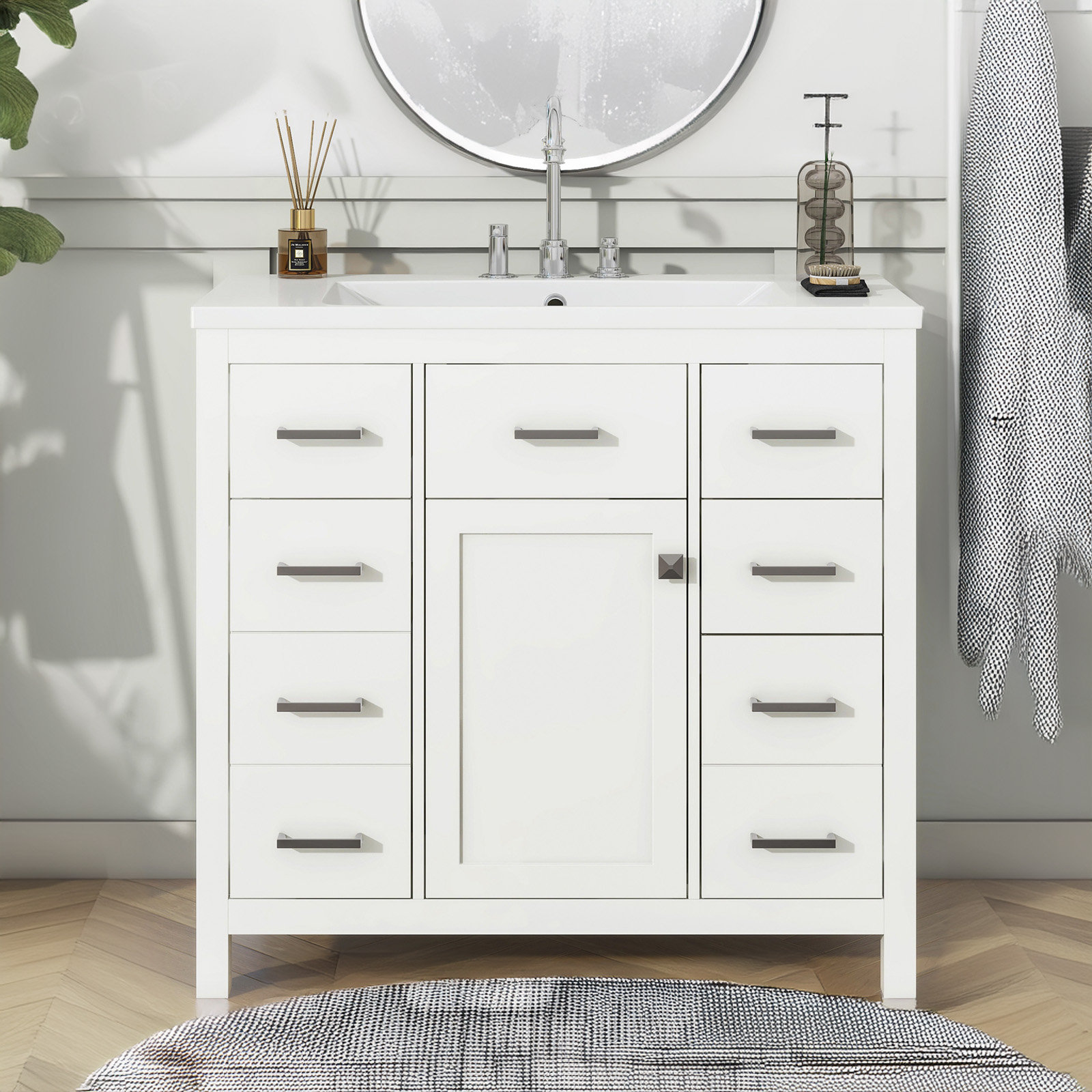 red chair Bathroom Vanity Cabinet with 5 Drawers | Wayfair