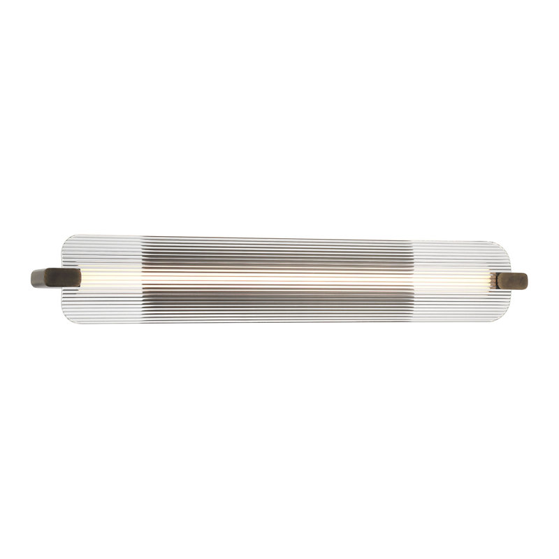 Meuble-lavabo néon, 34 po, laiton vieilli, verre transparent, Clair