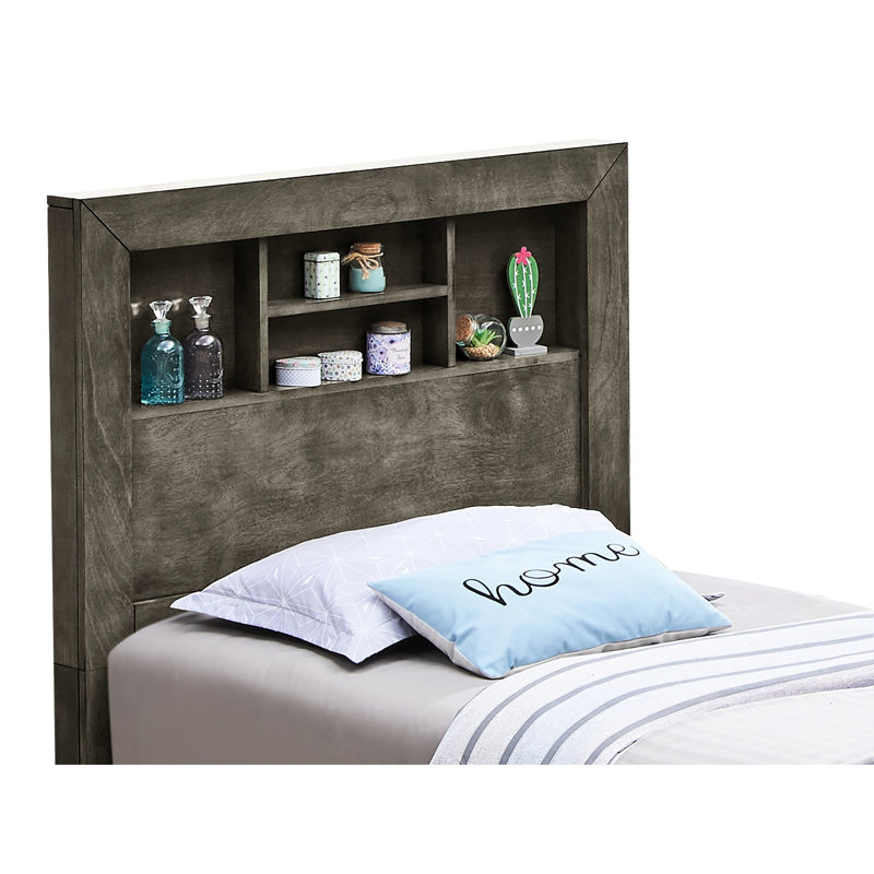 Lit simple gris Tranquil pour une chambre à coucher élégante, un lit transitionnel et polyvalent
