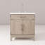 30 po L x P 22 po. Meuble-lavabo de salle de bain en chêne gris avec comptoir en quartz blanc poli à la main et robinet-393000906