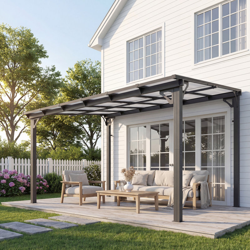10 ft. W x 12 ft. D Hardtop Sloping Roof Pergola Gazebo, Outdoor Aluminum Frame Pergola for Patio or Backyard, 12x10 FT